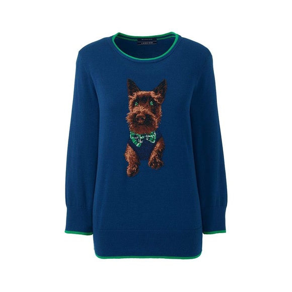 - Lands End Harbor Blue Dapper Dog sweater - Picture 5 of 7